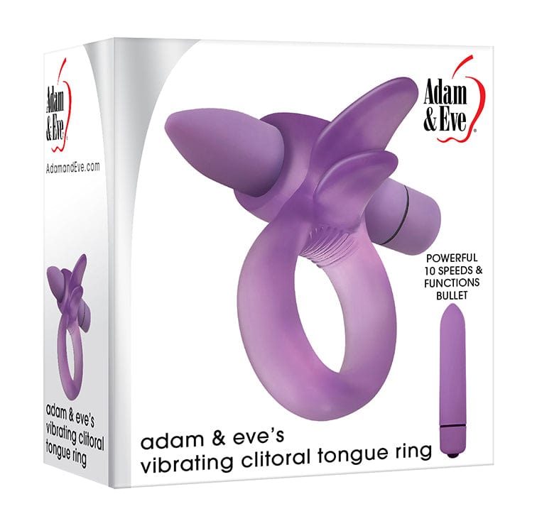 Adam & Eve - Vibrating Clitoral Tongue Cock Ring (Purple) Rubber Cock Ring (Vibration) Non Rechargeable 844477017006 CherryAffairs