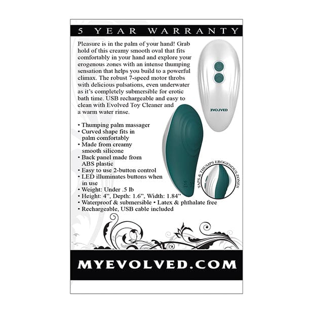 Evolved - Palm Pleasure Rechargeable Clit Massager (Teal) Clit Massager (Vibration) Rechargeable 625521657 CherryAffairs