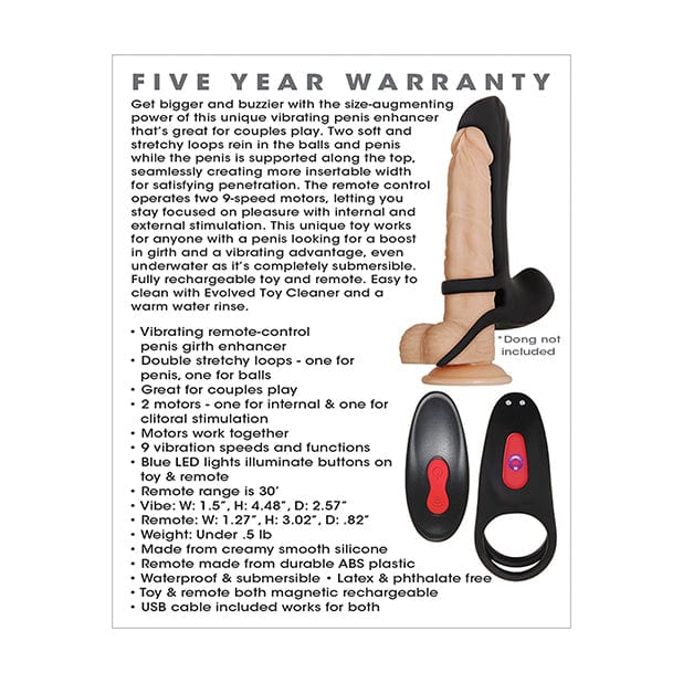 Zero Tolerance - Vibrating Girth Enhancer Silicone Remote Control Penis Extender (Black) Remote Control Cock Sleeves (Vibration) Rechargeable 626144219 CherryAffairs