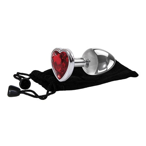 Adam & Eve - Heart Gem Metal Anal Plug Large (Red/Chrome) Anal Plug (Non Vibration) 625410581 CherryAffairs