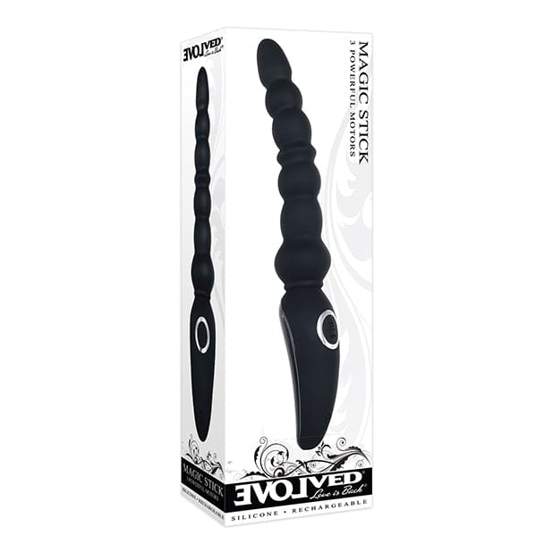 Evolved - Magic Stick Beaded Vibrator Anal Beads (Black) Anal Beads (Vibration) Rechargeable 625513623 CherryAffairs