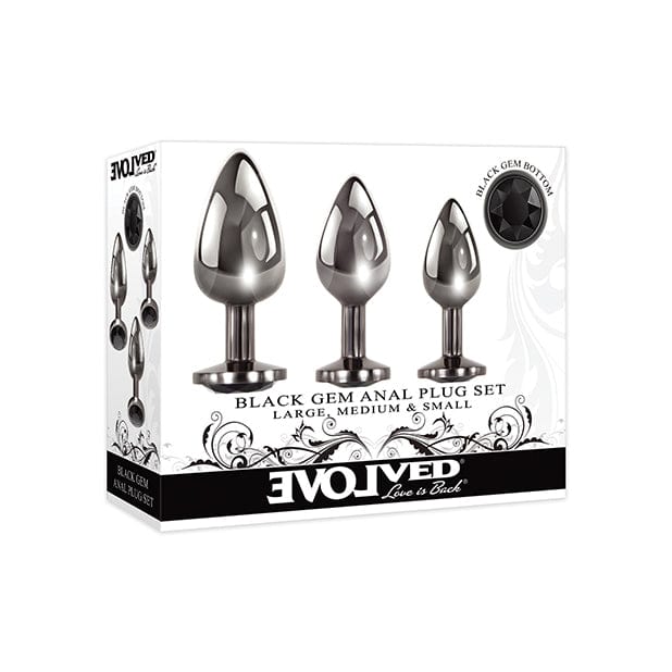 Evolved - Black Gem Metal Anal Plug Set (Silver) Anal Kit (Non Vibration) 625506577 CherryAffairs