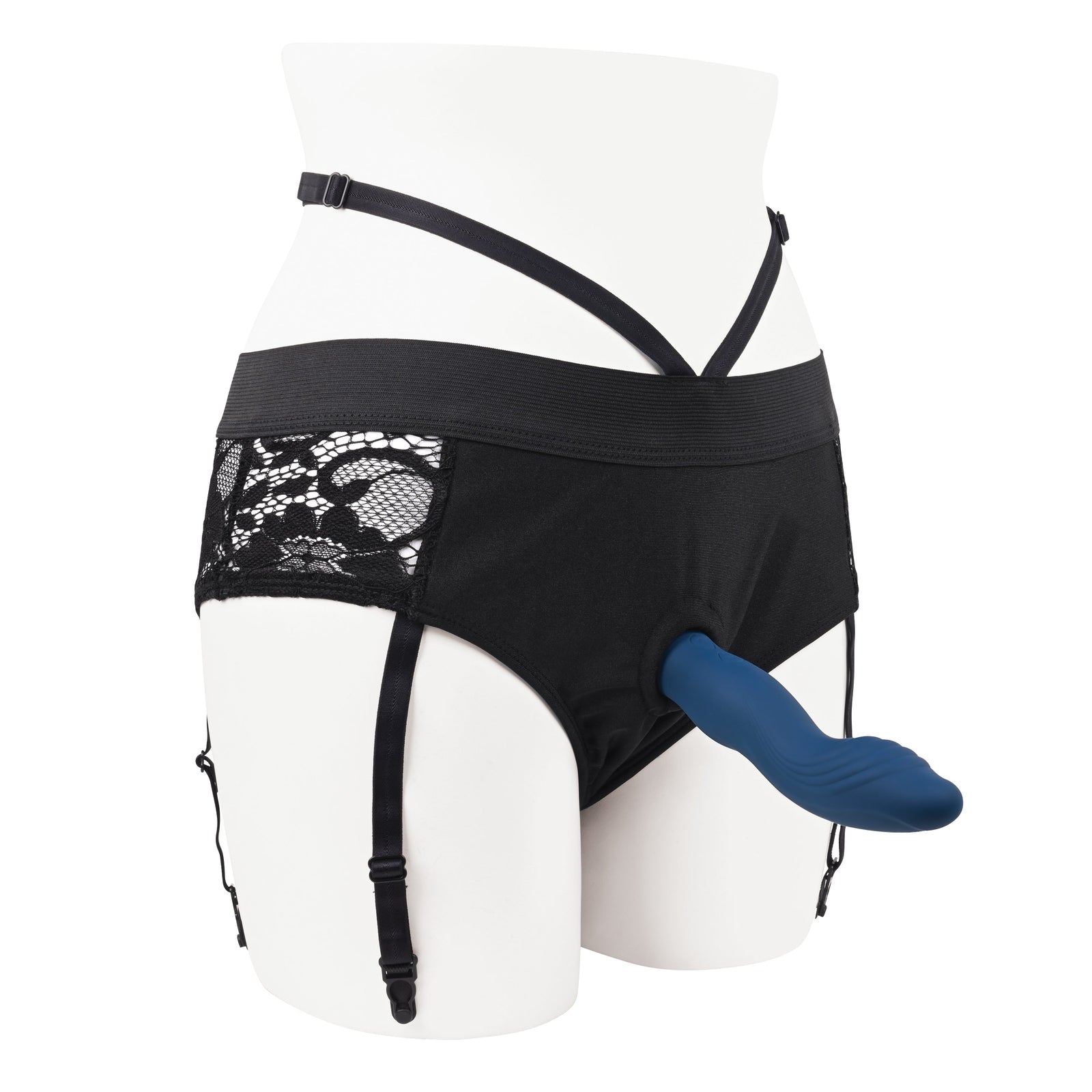 Evolved - Gender X Snuggle Up Remote Vibrating Strap On (Blue) - Blue - Strap On with Dildo for Reverse Insertion