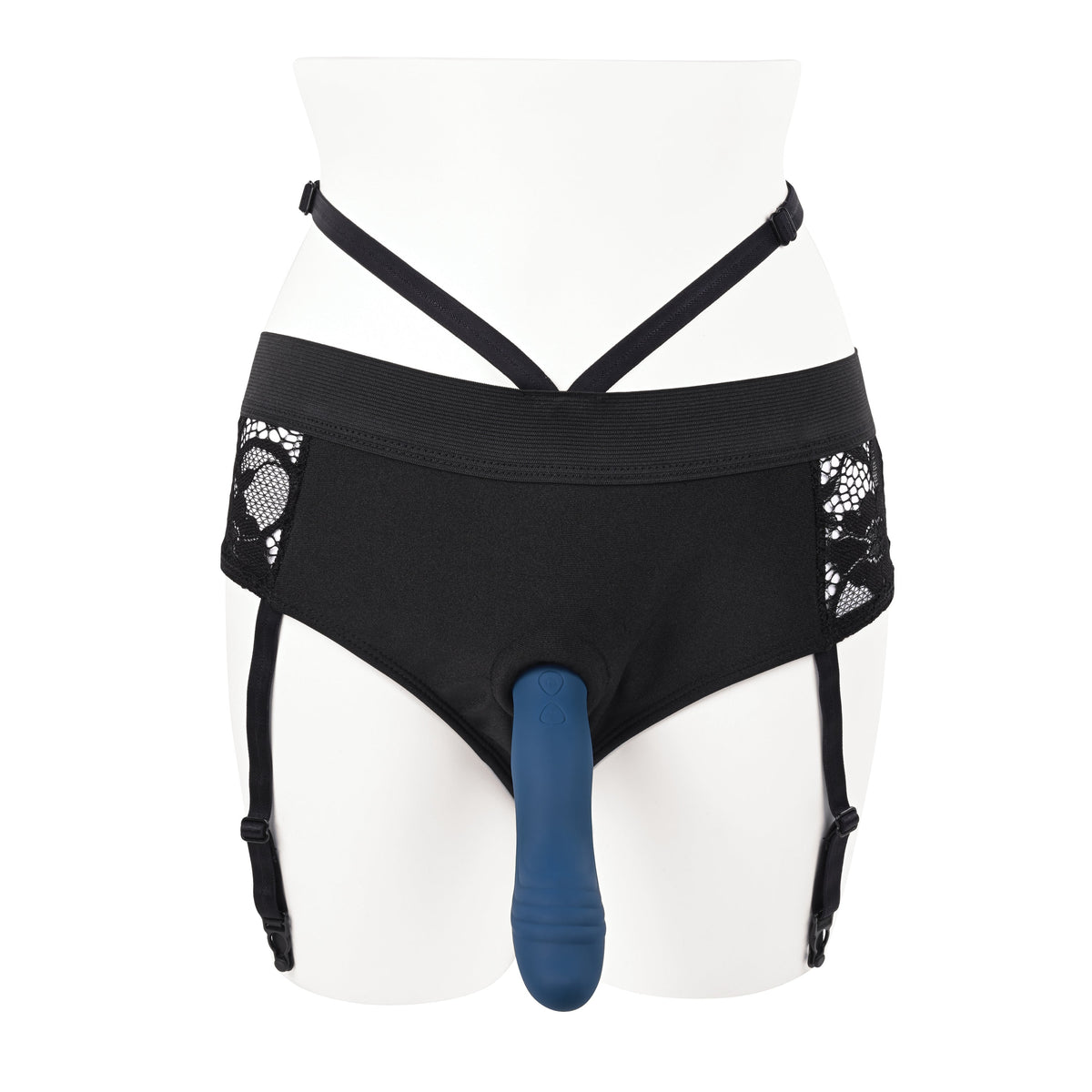 Evolved - Gender X Snuggle Up Remote Vibrating Strap On (Blue) - Blue - Strap On with Dildo for Reverse Insertion