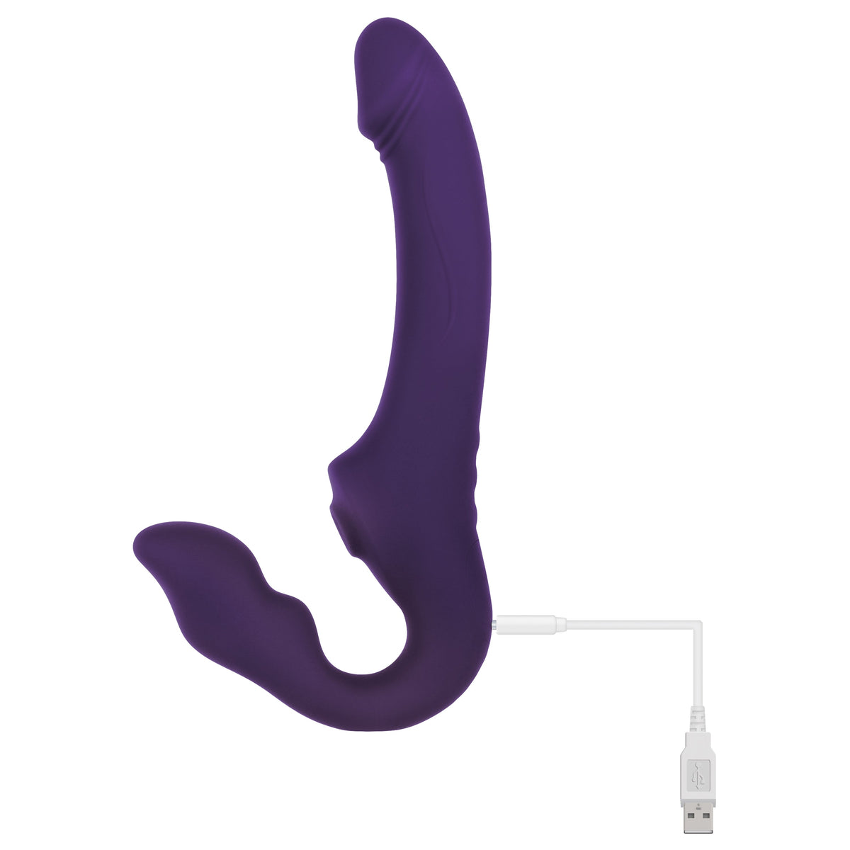 Evolved - 2 Become 1 Remote Tongue Licking Clitoral Air Stimulator Dildo (Purple) - Purple - Strap On with Dildo