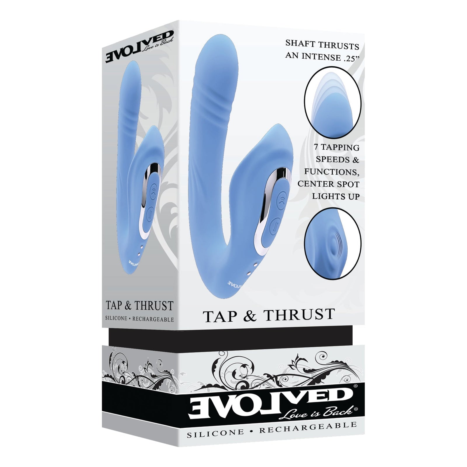 Evolved - Tap and Thrust Curved Vibrator (Blue) - Blue - Prostate Massager (Vibration) Rechargeable