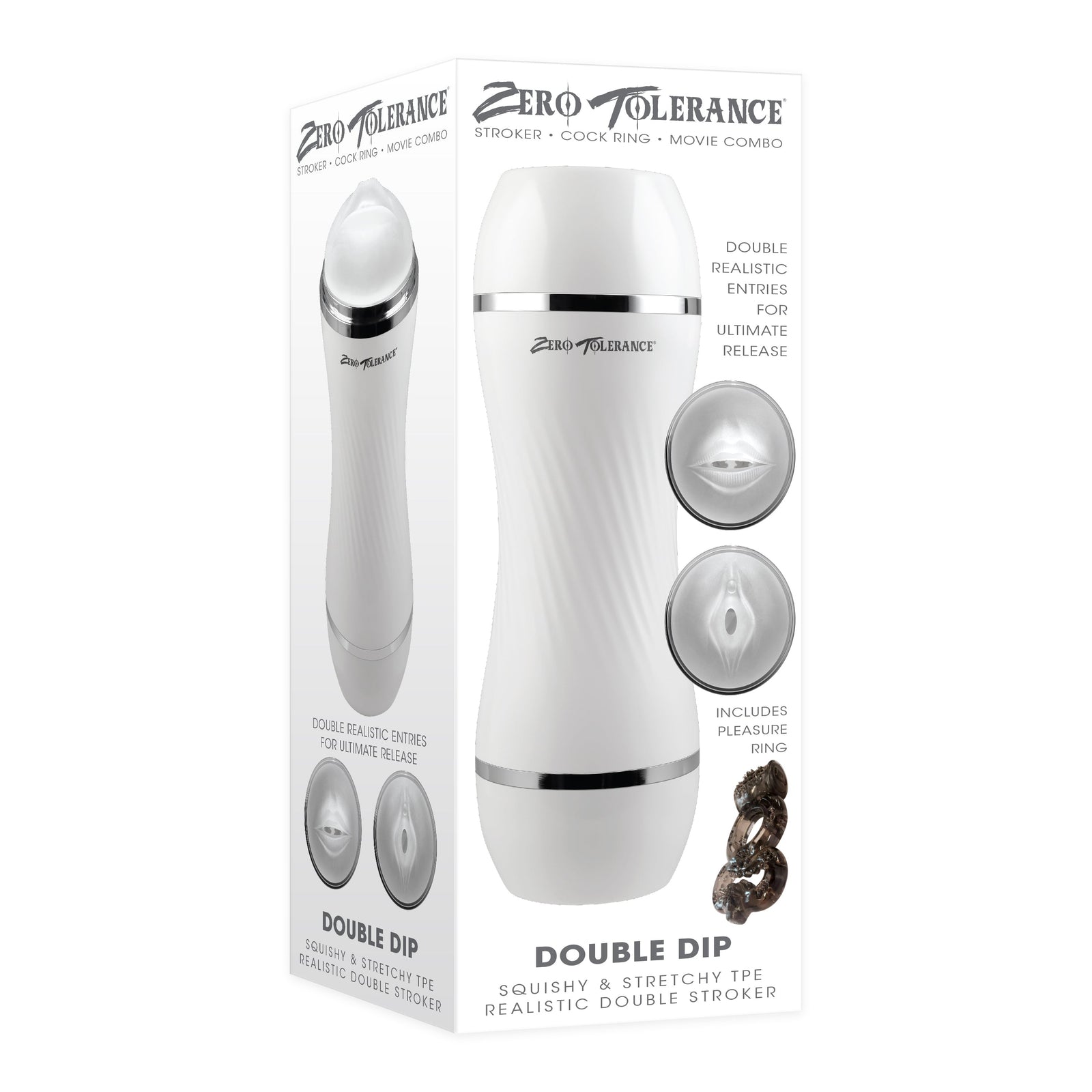 Zero Tolerance - Double Dip Squishy Realistic Double Soft Stroker Masturbator (White) - White - Masturbator Soft