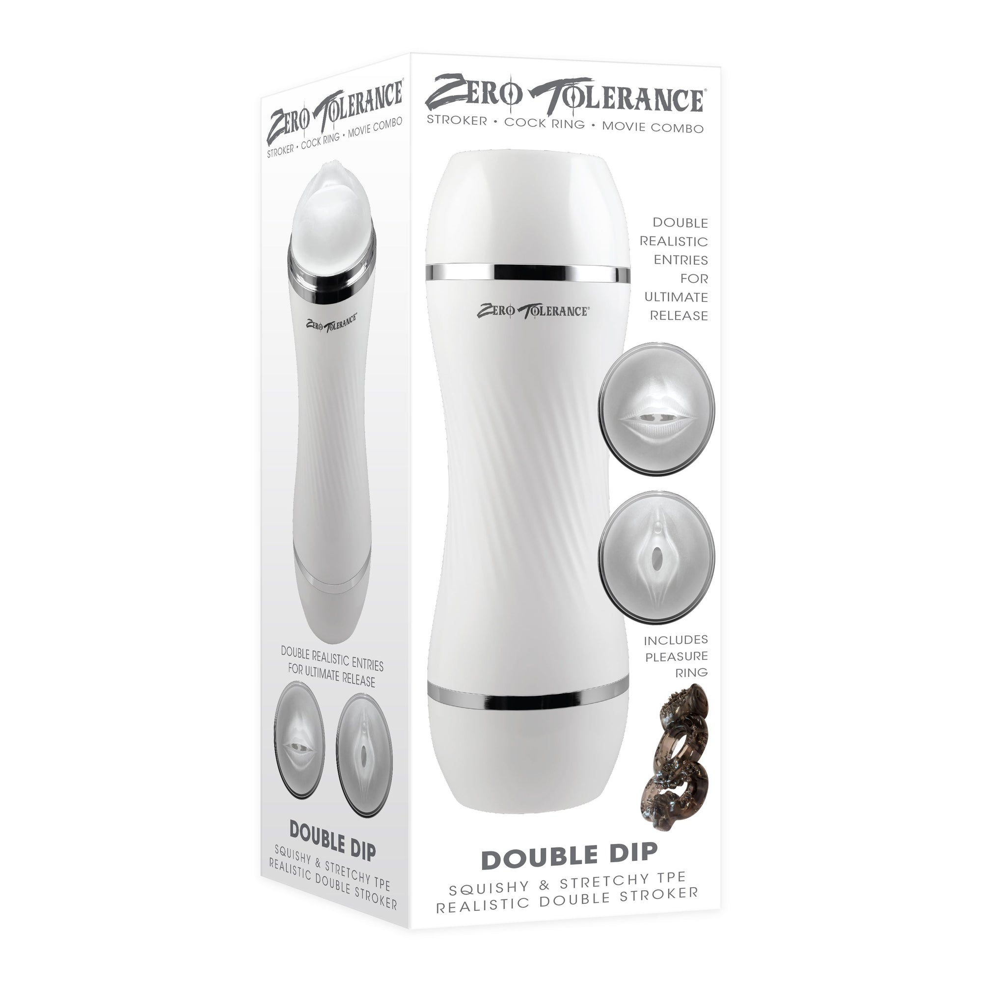 Zero Tolerance - Double Dip Squishy Realistic Double Soft Stroker Masturbator (White) - White - Masturbator Soft