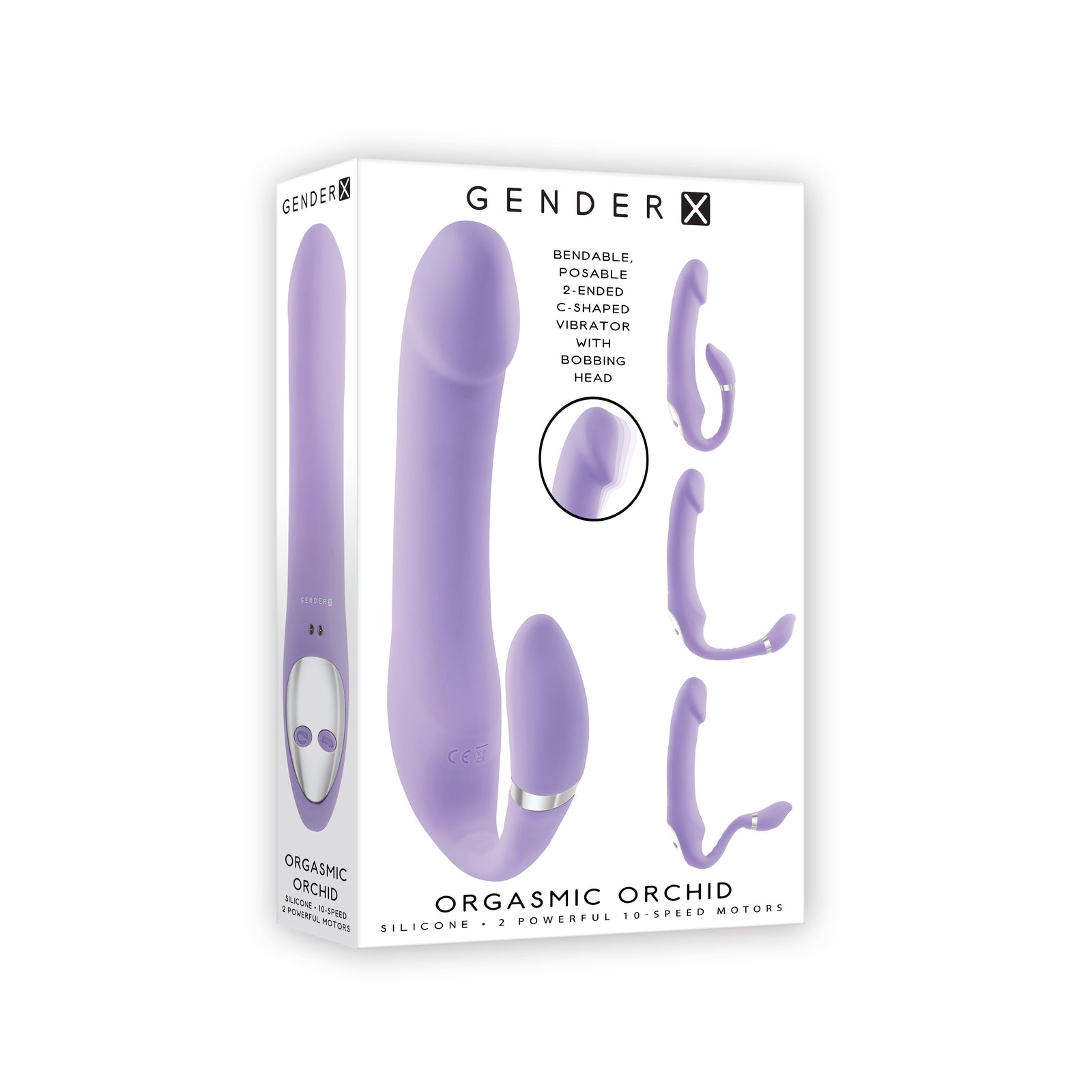 Evolved - Gender X Orgasmic Orchid Bendable C Shaped Vibrator (Purple) - Purple - Realistic Dildo w/o suction cup