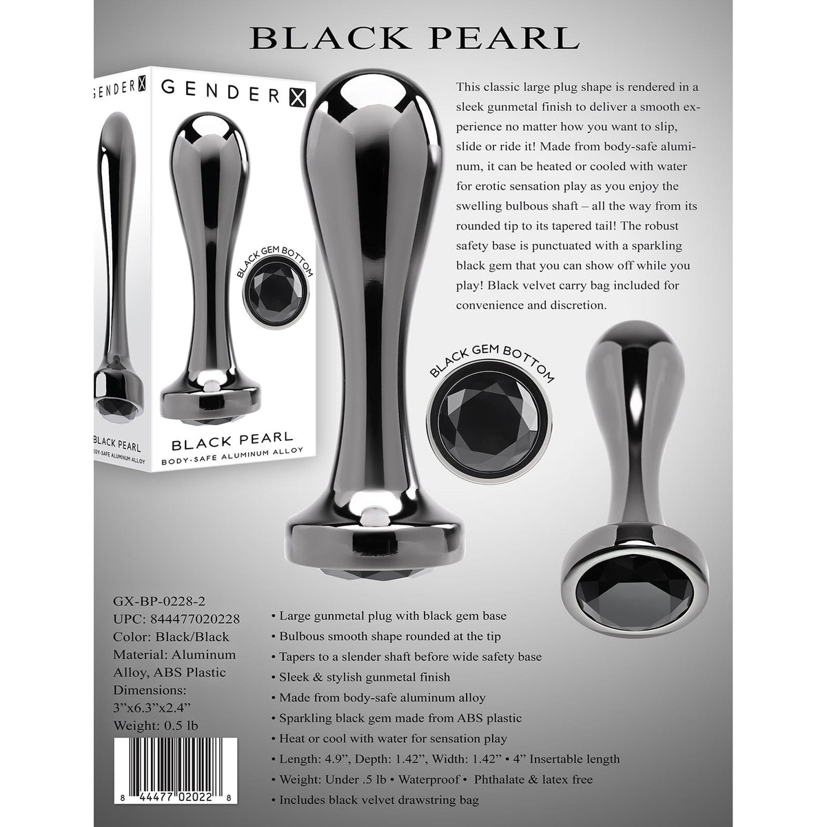 Evolved - Gender X Black Pearl Vibrating Anal Plug (Black) Anal Plug (Vibration) Rechargeable 844477020228 CherryAffairs