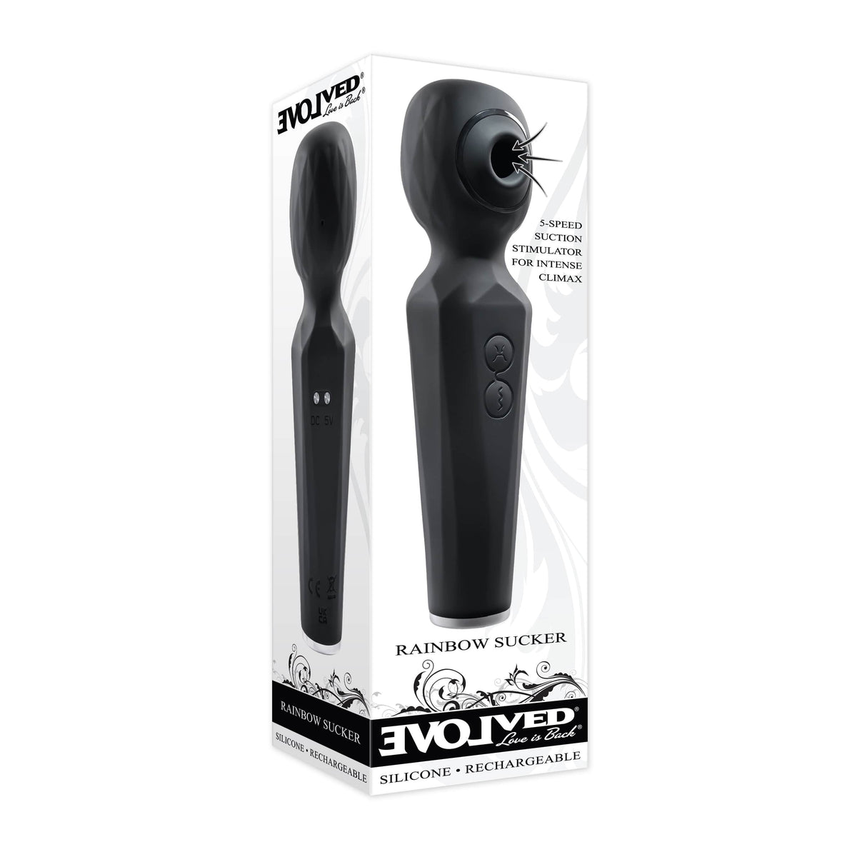Evolved - Rainbow Sukcer Clit Massager (Black) Clit Massager (Vibration) Rechargeable 844477021201 CherryAffairs