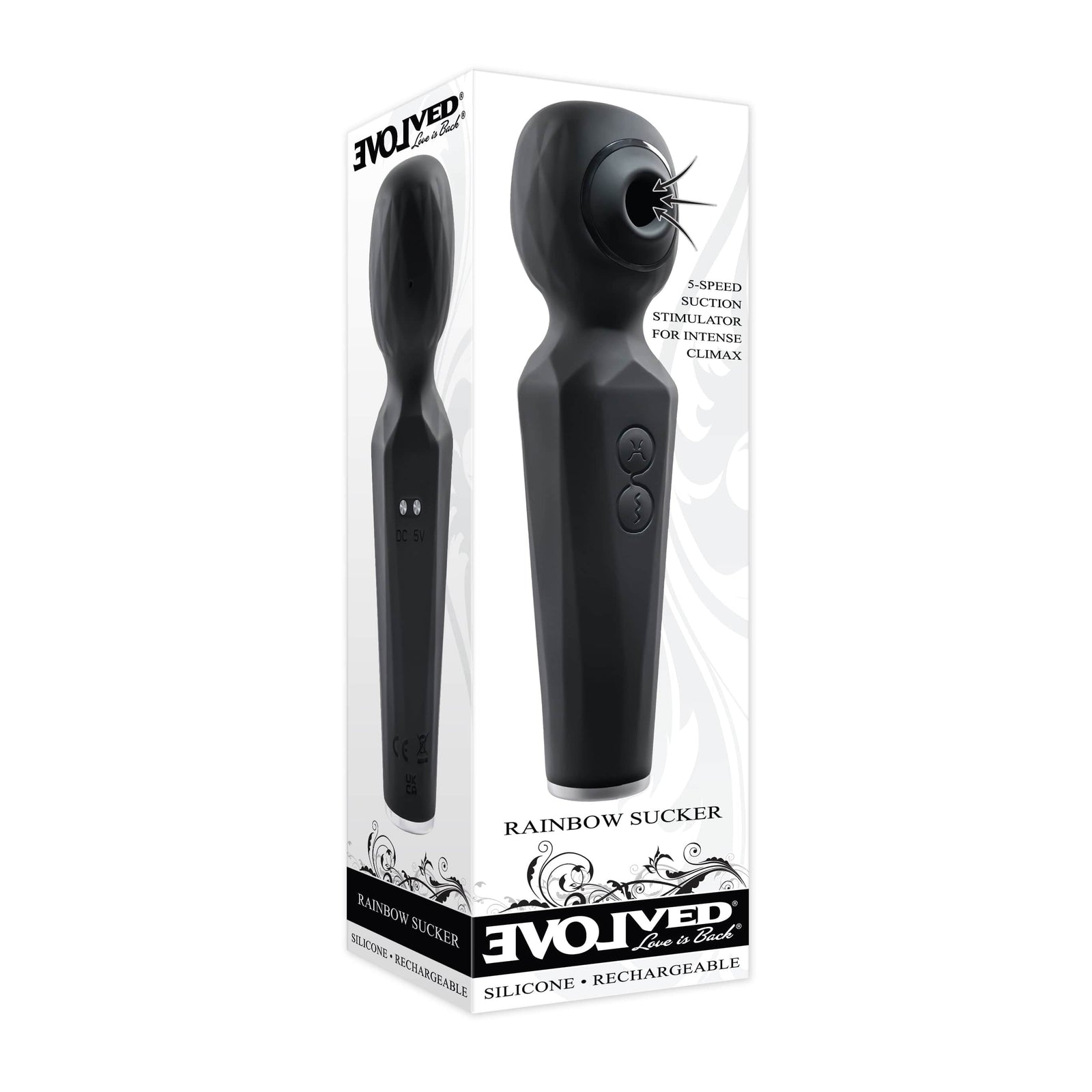 Evolved - Rainbow Sukcer Clit Massager (Black) Clit Massager (Vibration) Rechargeable 844477021201 CherryAffairs