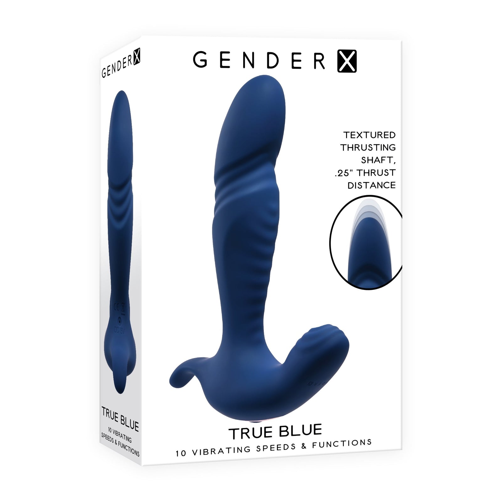 Evolved - Gender X True Blue Thrusting Prostate Massager (Blue) - Blue - Prostate Massager (Vibration) Rechargeable