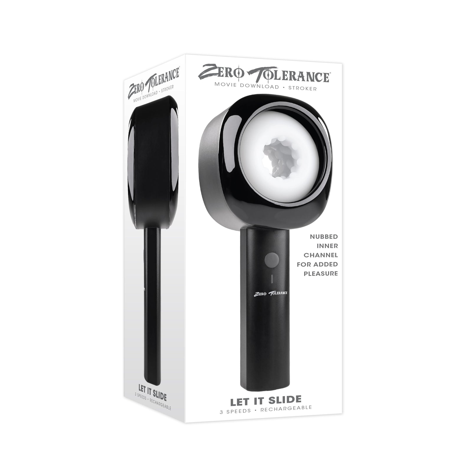 Zero Tolerance - Let It Slide Rechargeable Vibrating Nubbed Stroker (Black) - Black - Masturbator Soft Stroker