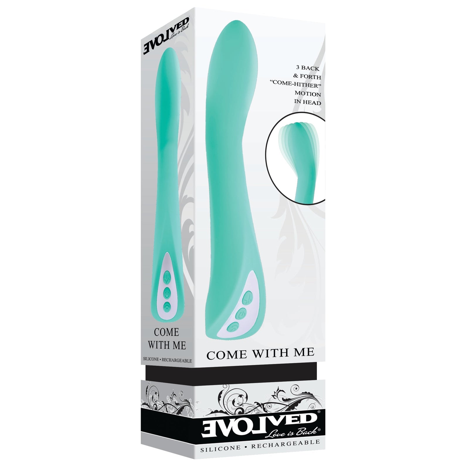 Evolved - Come With Me Silicone Rechargeable Vibrator (Green) - Green - Non Realistic Dildo w/o suction cup (Vibration)