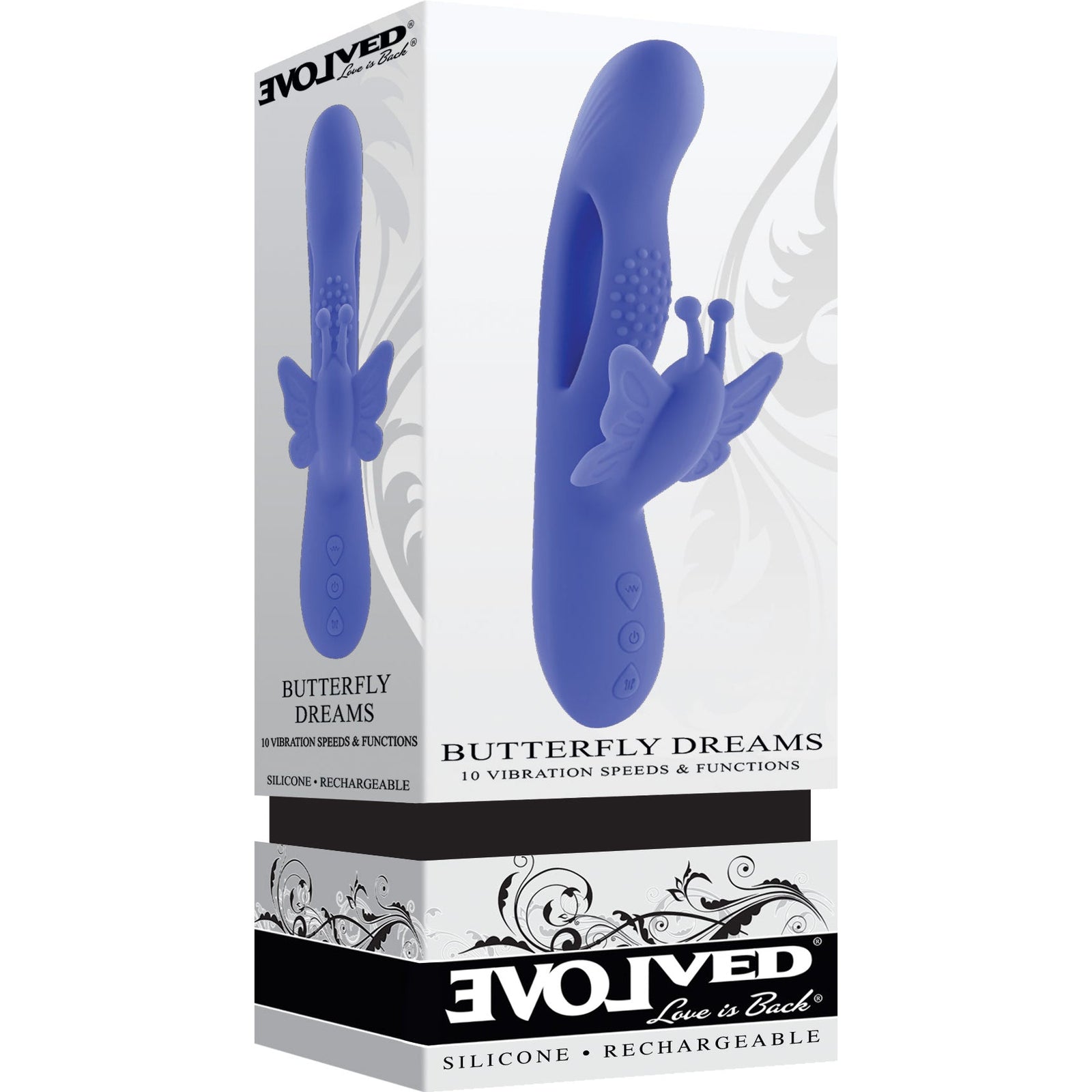 Evolved - Butterfly Dreams Rabbit Vibrator (Blue) - Blue - Rabbit Dildo (Vibration) Rechargeable
