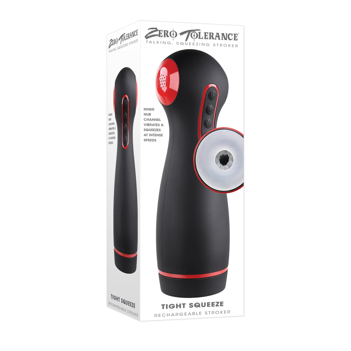 Zero Tolerance - Tight Squeeze Rechargeable Stroker Masturbator (Black) - Black - Masturbator Soft Stroker (Vibration)