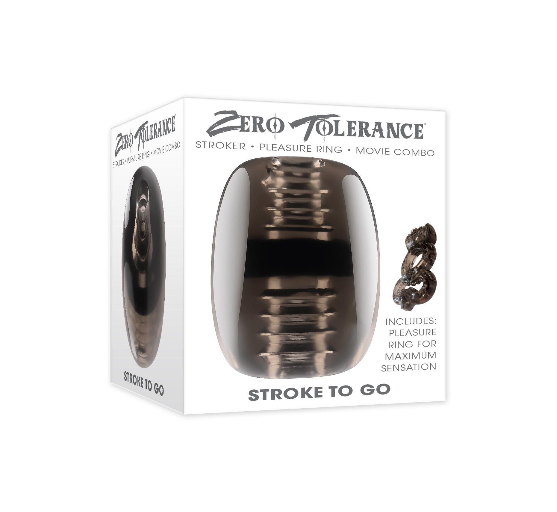 Zero Tolerance - Stroke To Go Stroker with Vibrating Cock Ring (Black) - Black - Masturbator Soft Stroker (Vibration)