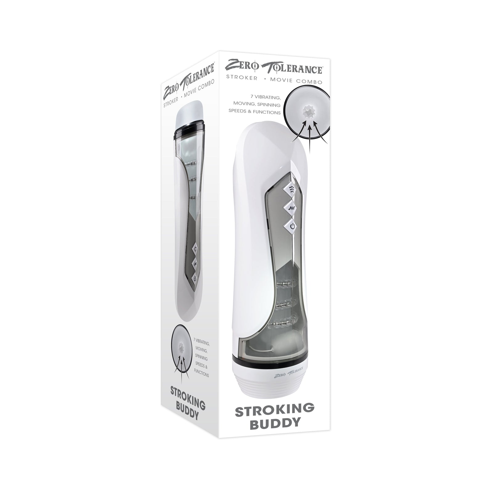 Zero Tolerance - Stroking Buddy Vibrating Stroker Masturbator (White) - White - Masturbator Soft Stroker (Vibration)