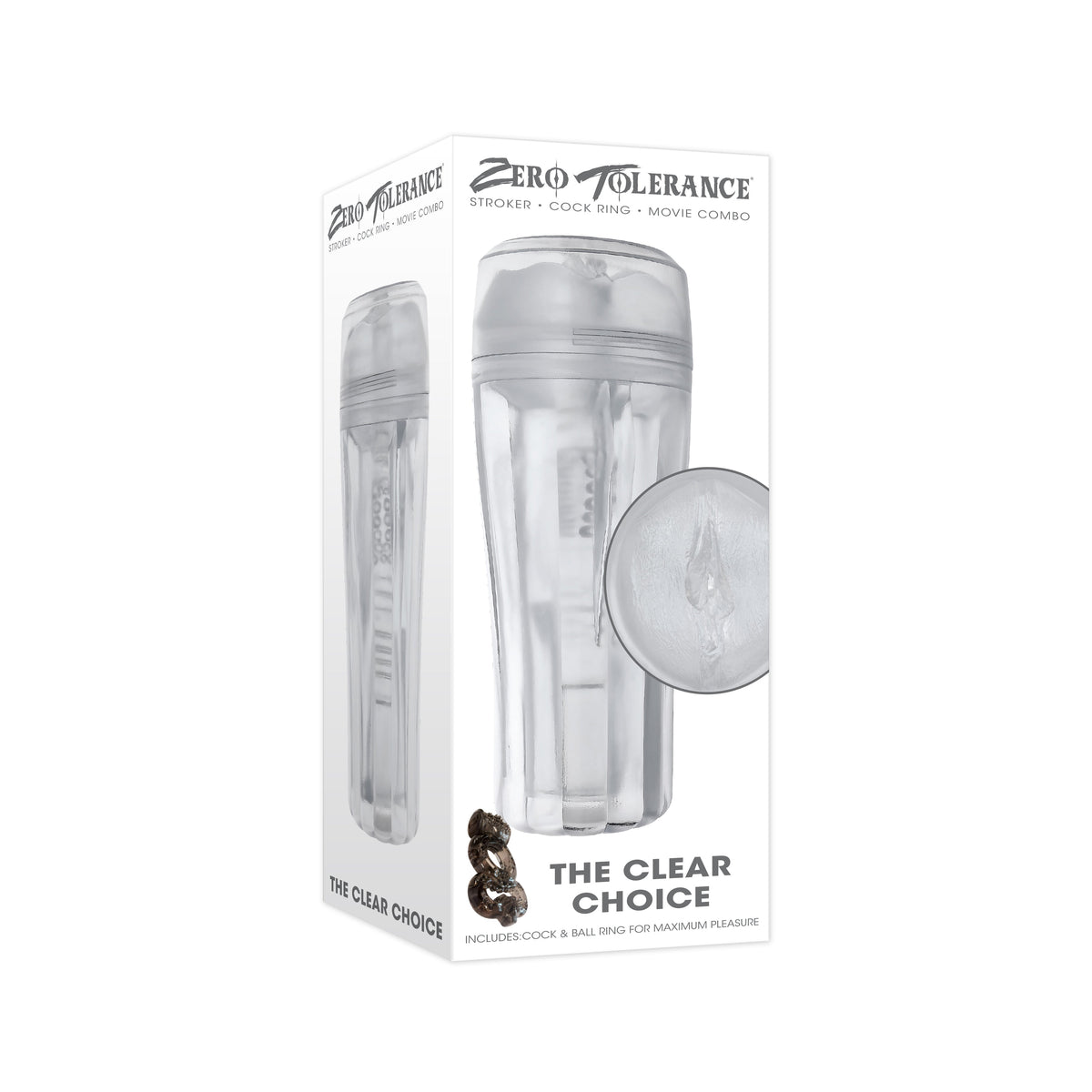 Zero Tolerance - The Clear Choice Stroker with Vibrating Cock Ring(Clear) - Clear - Masturbator Soft Stroker