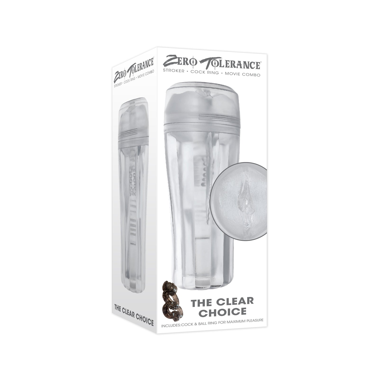 Zero Tolerance - The Clear Choice Stroker with Vibrating Cock Ring(Clear) - Clear - Masturbator Soft Stroker