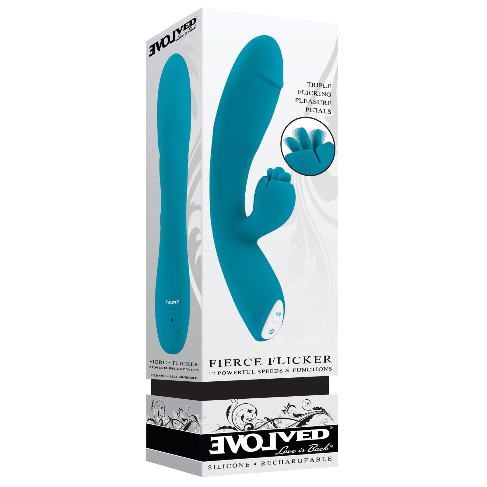 Evolved - Fierce Flicker Rabbit Vibrator (Blue) - Blue - Rabbit Dildo (Vibration) Rechargeable