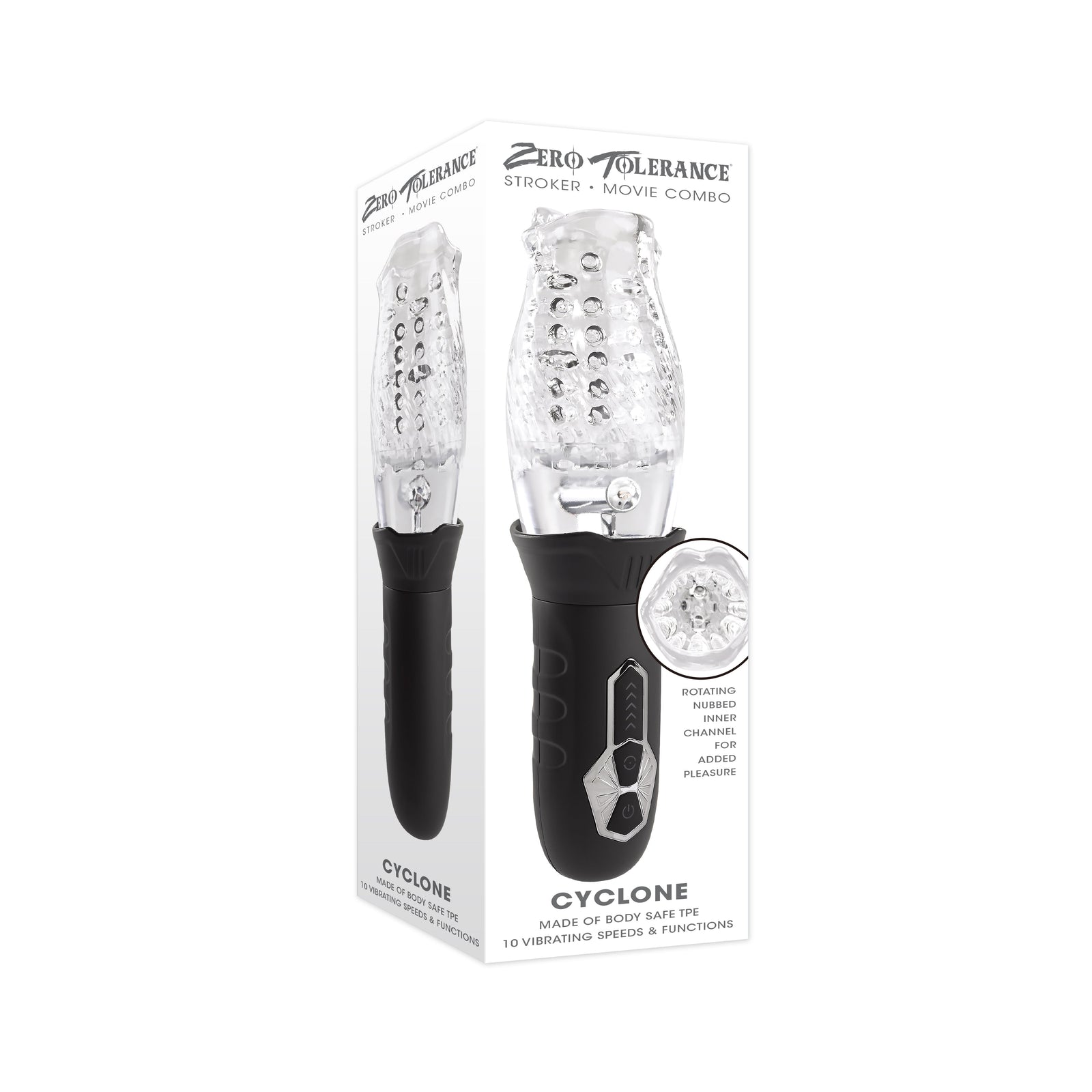Zero Tolerance - Cyclone Rotating Vibrating Stroker Masturbator (Clear) - Clear - Masturbator Soft Stroker (Vibration)