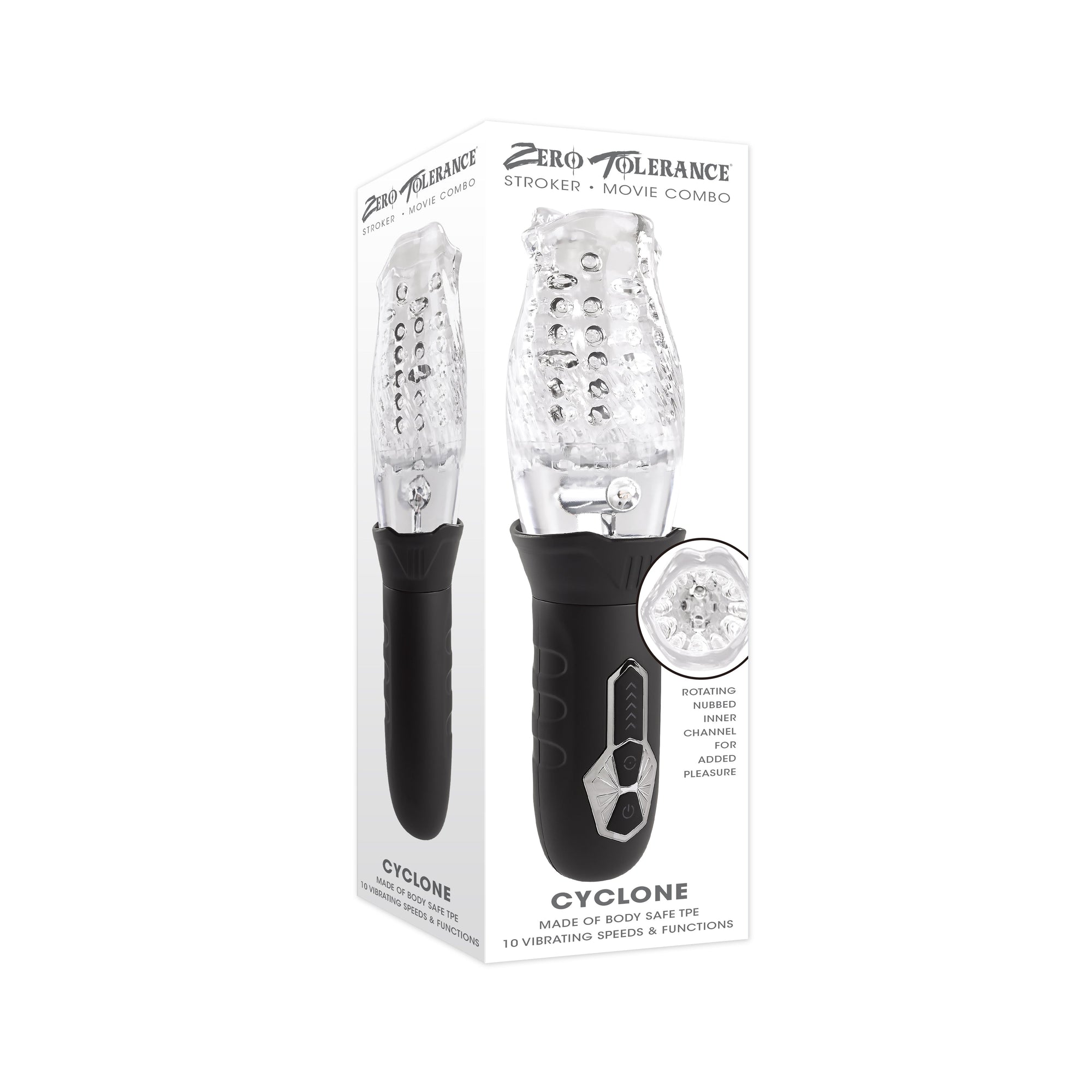 Zero Tolerance - Cyclone Rotating Vibrating Stroker Masturbator (Clear) - Clear - Masturbator Soft Stroker (Vibration)
