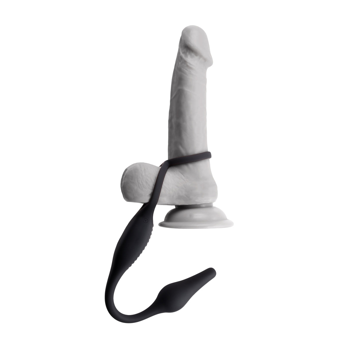 Zero Tolerance - Plug and Tug Vibrating Plug and Cock Ring (Black) - Black - Silicone Cock Ring (Vibration) Rechargeable