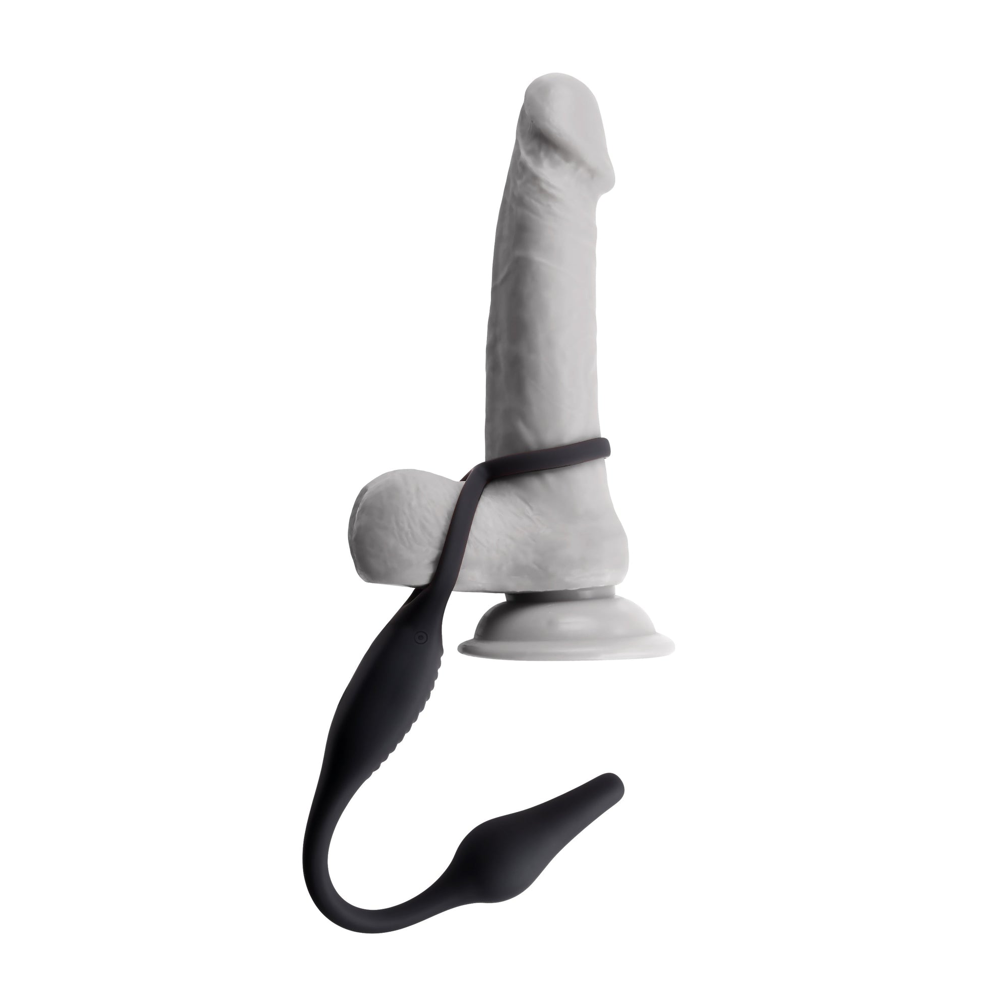 Zero Tolerance - Plug and Tug Vibrating Plug and Cock Ring (Black) - Black - Silicone Cock Ring (Vibration) Rechargeable