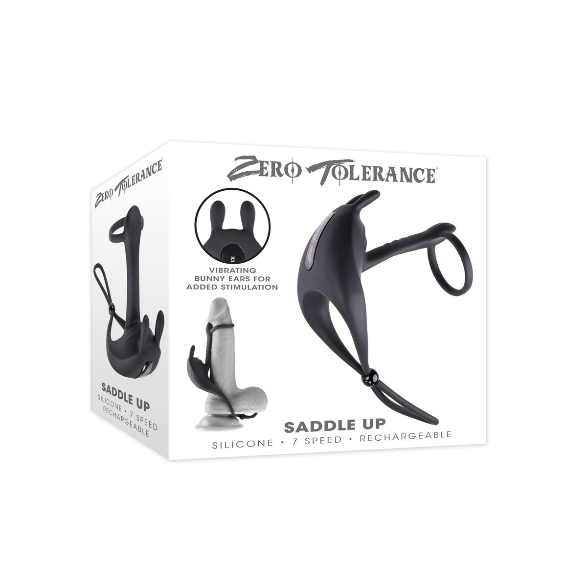 Zero Tolerance - Saddle Up Vibrating Penis Ring (Black) - Black - Silicone Cock Ring (Vibration) Rechargeable