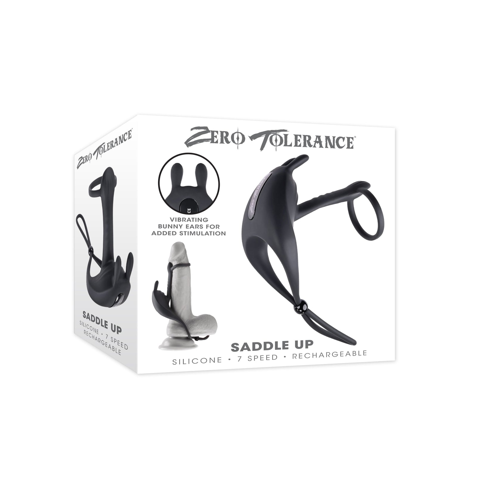 Zero Tolerance - Saddle Up Vibrating Penis Ring (Black) - Black - Silicone Cock Ring (Vibration) Rechargeable