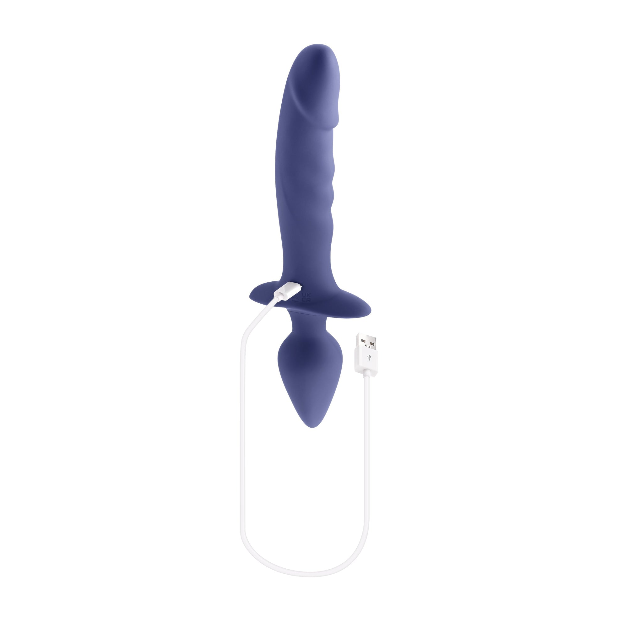 Evolved - Gender X Dual Defender Vibrating Anal Plug and Dildo (Blue) - Blue - Anal Plug (Vibration) Rechargeable