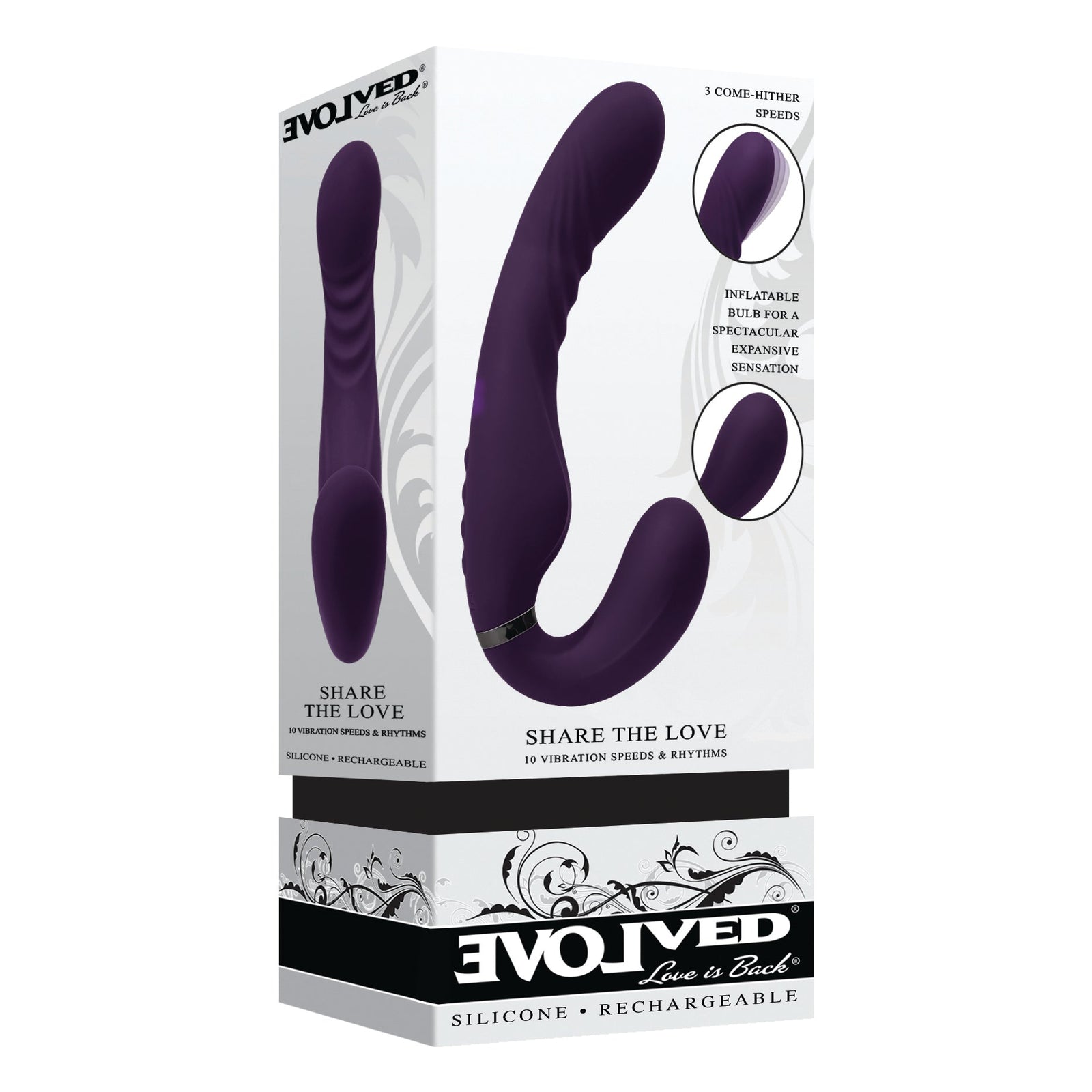 Evolved - Share The Love Strapless Strap On (Purple) - Purple - Strap On with Dildo for Reverse Insertion (Vibration)