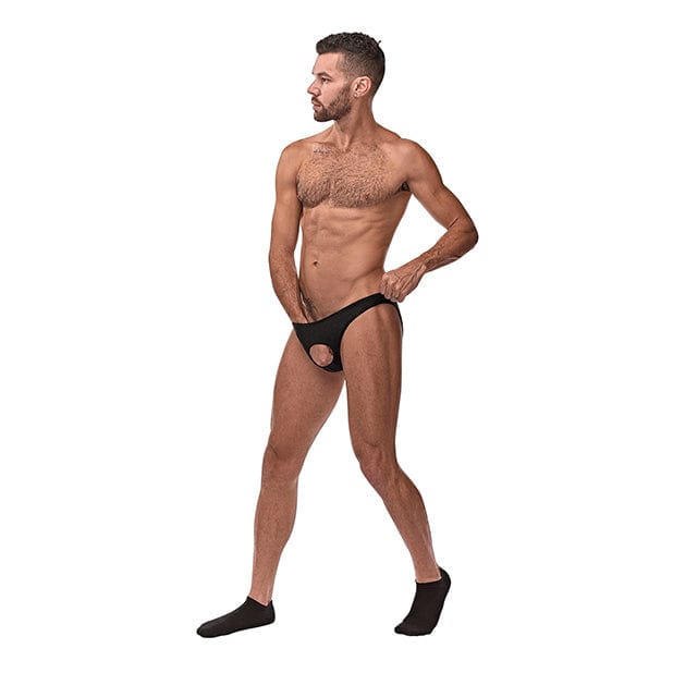 Male Power - Nylon Spandex Pouchless Brief Underwear O/S (Black) Gay Pride Underwear 845830041522 CherryAffairs