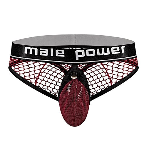 Male Power - Cock Pit Fishnet Cock Ring Thong Underwear Red L/XL (Red) Gay Pride Underwear 845830084161 CherryAffairs