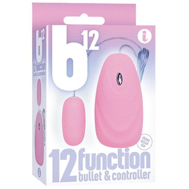 Icon Brands - B12 12 Function Bullet With Wired Controller (Pink) Wired Remote Control Egg (Vibration) Non Rechargeable Durio Asia