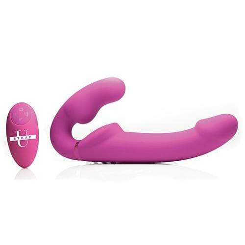 Strap U - 10X Evoke Ergo Fit Inflatable and Vibrating Strapless Strap On Dildo with Remote (Pink) Remote Control (Wireless) Strap On with Dildo for Reverse Insertion (Vibration) Rechargeable