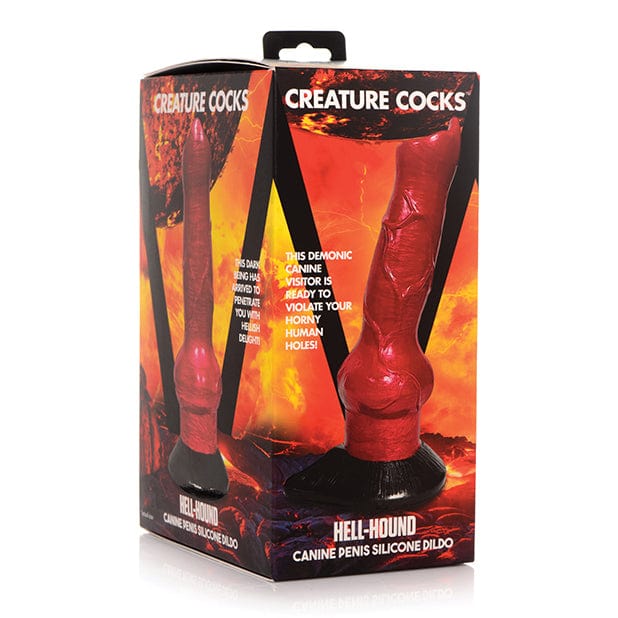 XR - Creature Cocks Hell Hound Canine Penis Silicone Dildo (Red/Black) Non Realistic Dildo with suction cup (Non Vibration) 848518046079 CherryAffairs