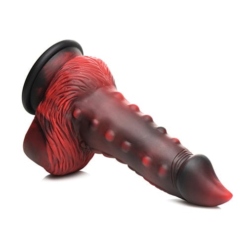 XR - Creature Cocks Lava Demon Thick Nubbed Silicone Dildo (Red) Non Realistic Dildo with suction cup (Non Vibration) 848518048691 CherryAffairs