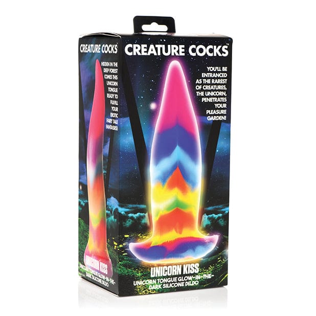 XR - Creature Cocks Glow in the Dark Unicorn Kiss Silicone Tongue Dildo (Rainbow) Non Realistic Dildo with suction cup (Non Vibration) 848518049902 CherryAffairs
