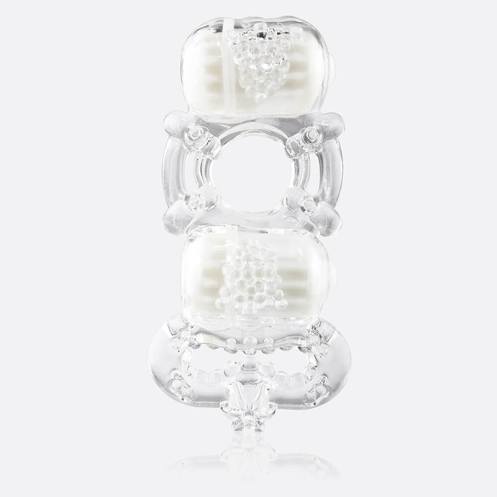 TheScreamingO - Tri O Triple Pleasure Cock Ring (Clear) Rubber Cock Ring (Vibration) Non Rechargeable 854885001160 CherryAffairs