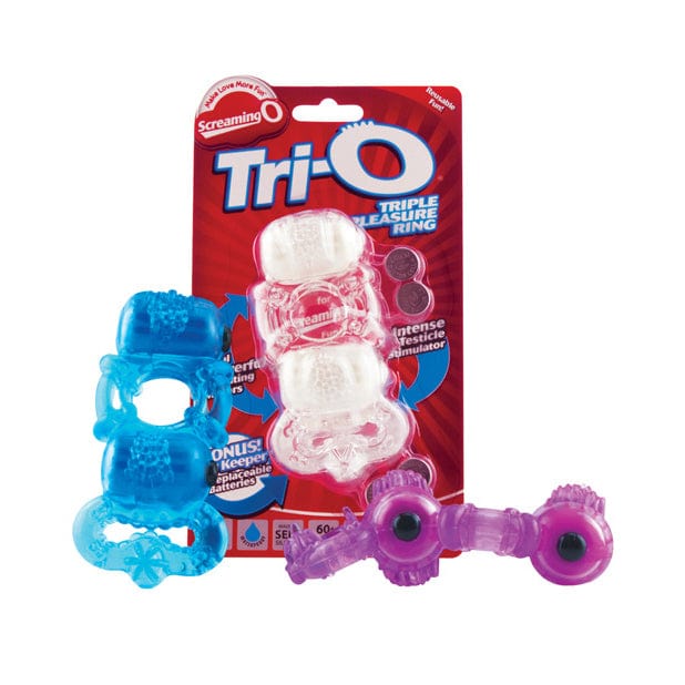 TheScreamingO - Tri O Triple Pleasure Cock Ring (Clear) Rubber Cock Ring (Vibration) Non Rechargeable 621246274 CherryAffairs