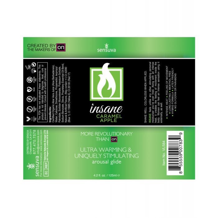 Sensuva - Insane Ultra Warming and Stimulating Arousal Glide 4.2 oz Caramel Apple Flavored SV1034 CherryAffairs