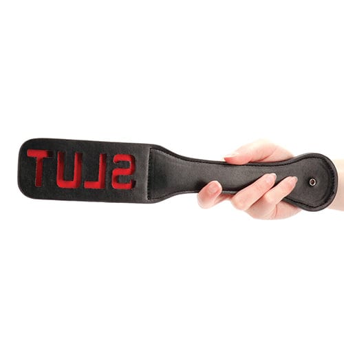 Shots - Ouch BDSM Slut Paddle (Black) Paddle 625989308 CherryAffairs