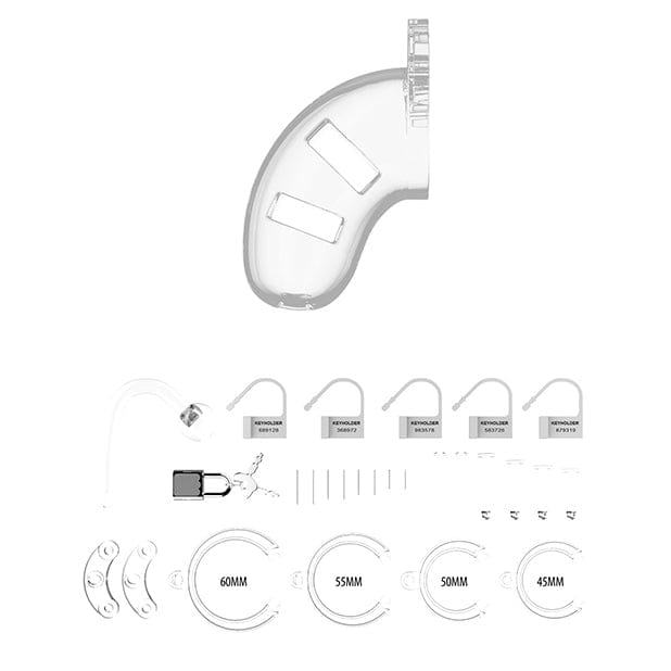 Shots - Man Cage Chastity 3.5" Cock Cage with Plug Model 10 (Clear) Plastic Cock Cage (Non Vibration) 625984604 CherryAffairs