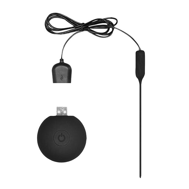 Shots - Ouch Urethral Sounding Silicone Rechargeable Vibrating Plug with Remote (Black) BDSM (Others) 625996637 CherryAffairs