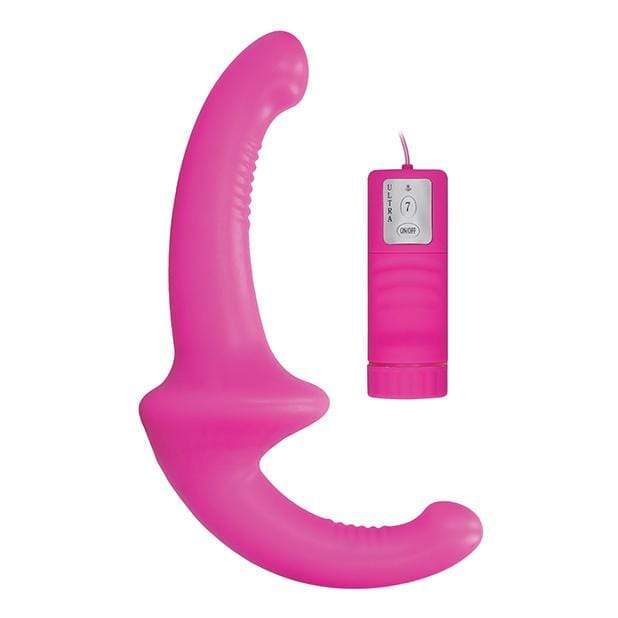 Shots - Ouch Vibrating Silicone Strapless Strap On with Controller (Pink) Remote Control (Wireless) Strap On with Dildo for Reverse Insertion (Vibration) Rechargeable 8714273547545 CherryAffairs
