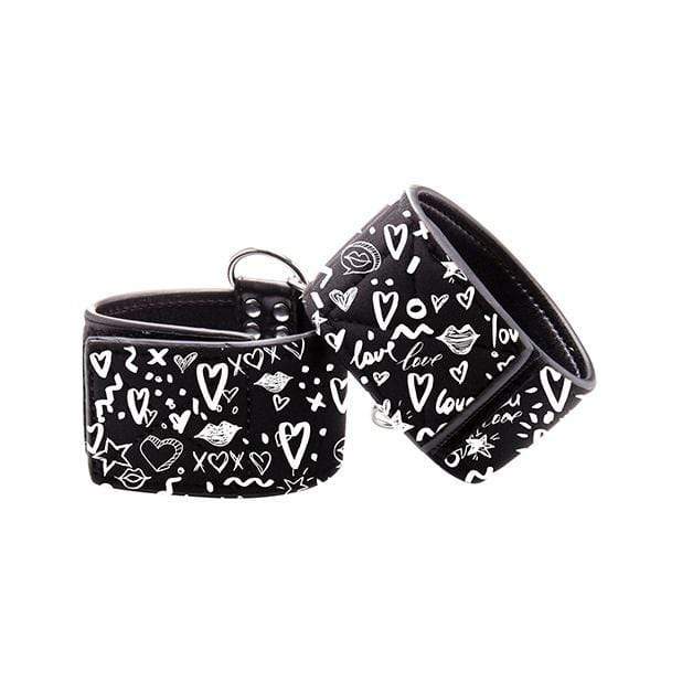 Shots - Ouch Love Street Art Fashion Printed Hand Cuffs (Black) Hand/Leg Cuffs 8714273549129 CherryAffairs