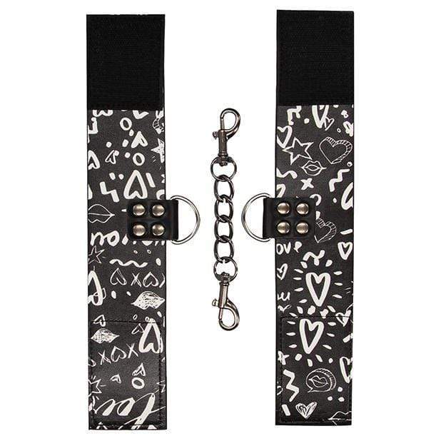Shots - Ouch Love Street Art Fashion Printed Hand Cuffs (Black) Hand/Leg Cuffs 8714273549129 CherryAffairs